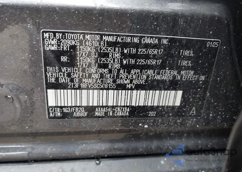 2025 Toyota Rav4 Le from USA, damaged, VIN 2T3F1RFV5SC508155